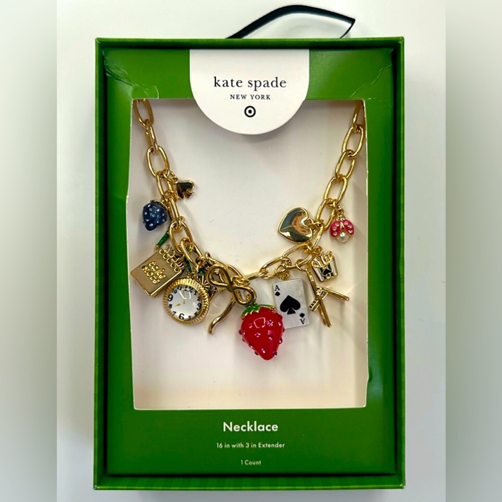 🎉😍 *NWT* KATE SPADE X TARGET COLLAB GOLD CHARM NECKLACE!!!🤩🎊 - Picture 3 of 7
